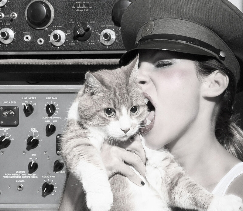 Woman Holding Cat — Black, Dramatic, Photograph