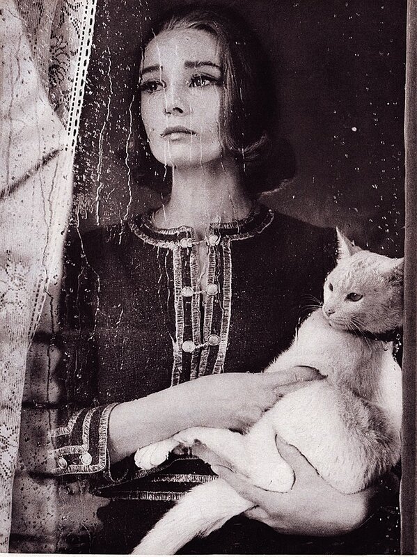 woman holding cat in rain