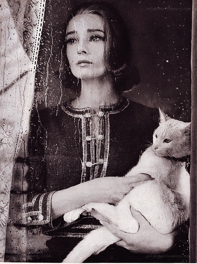 woman holding cat in rain