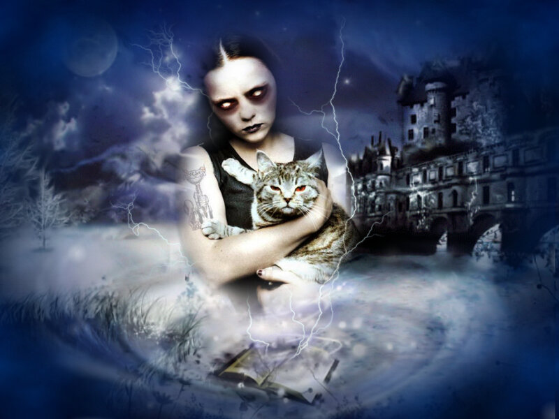 woman holding cat in storm