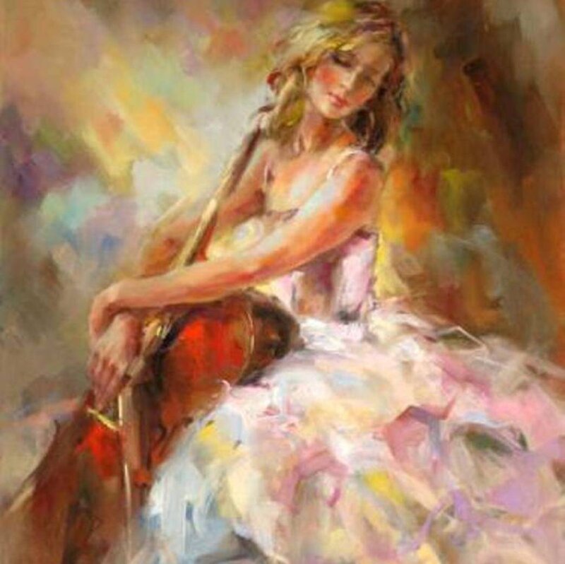 Woman Holding Cello — White
