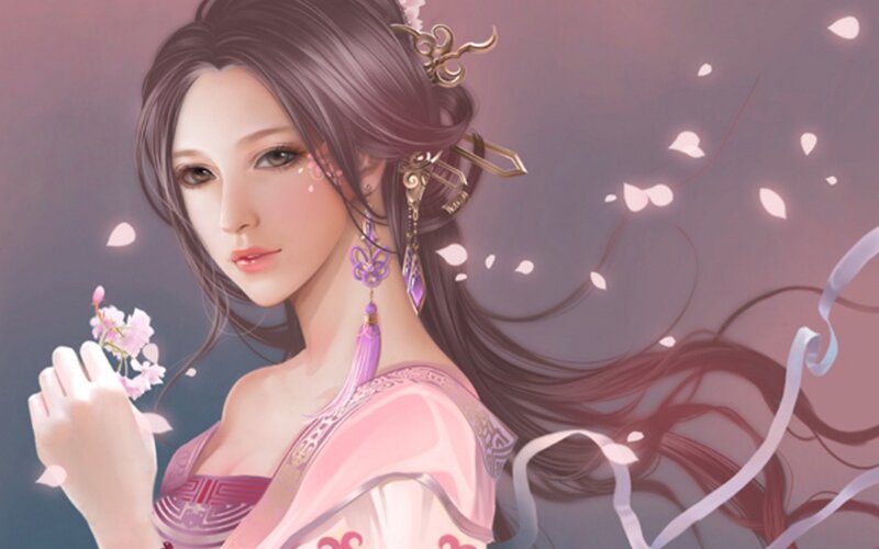 Woman Holding Cherry Blossoms — Pink, Serene, Spring