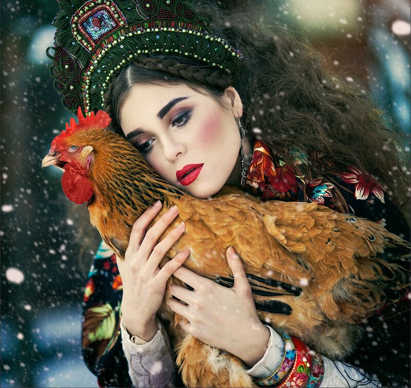 Woman Holding Chicken