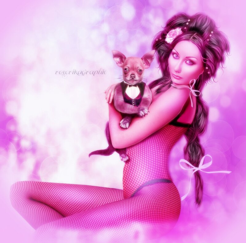 Woman Holding Chihuahua — Pink
