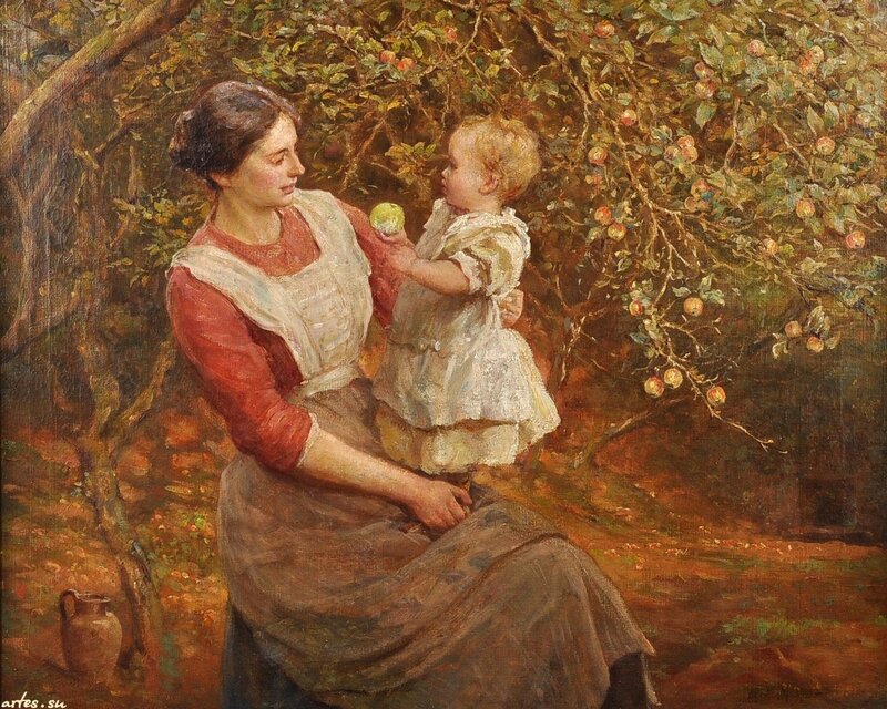 Woman Holding Child — Brown, Serene