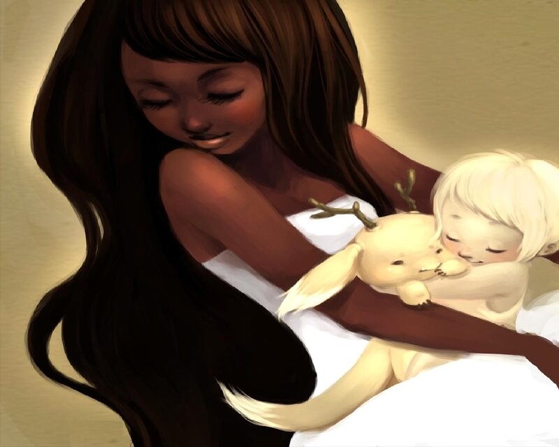 Woman Holding Child — Brown