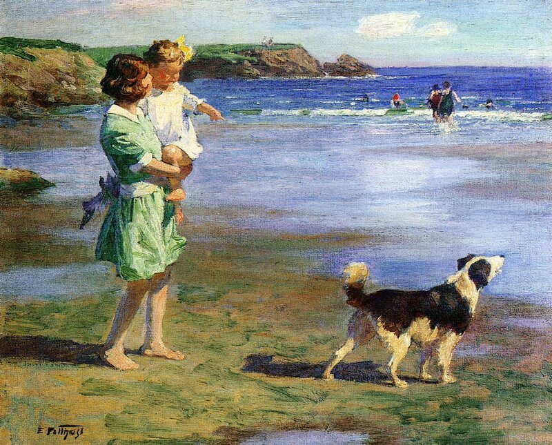 Woman Holding Child on Beach