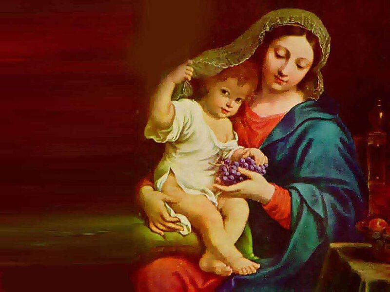Woman Holding Child — Red, Serene