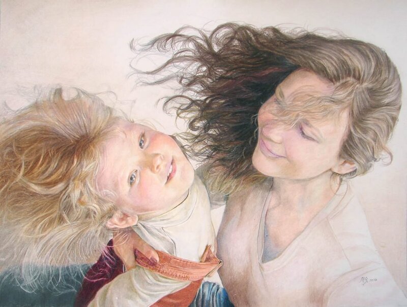 Woman Holding Child — White