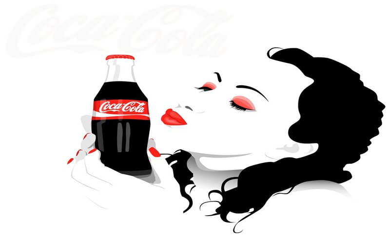 Woman Holding Coca-cola Bottle — Black
