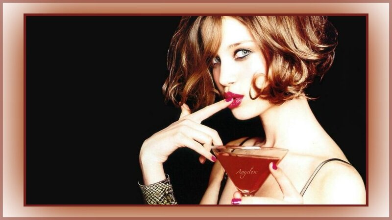 Woman Holding Cocktail — Black, Dramatic, Photograph