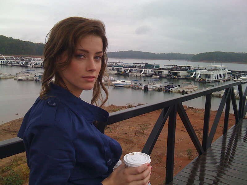 Woman Holding Coffee Cup — Blue, Overcast