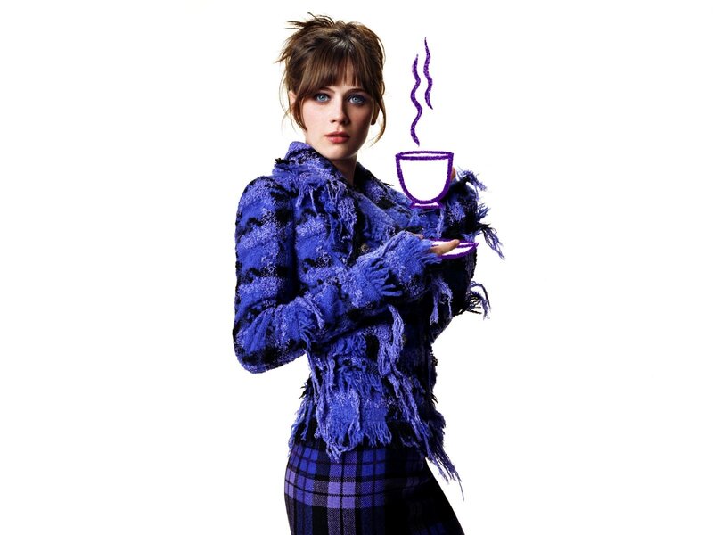Woman Holding Coffee Cup — Blue