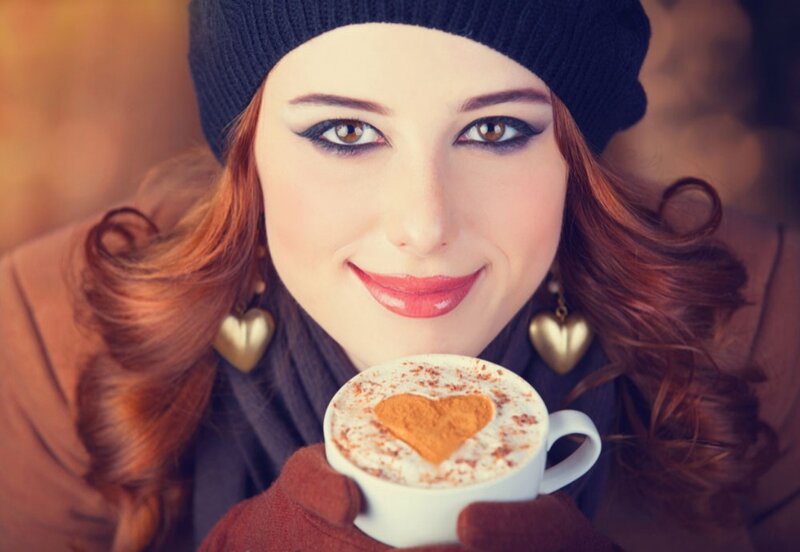 Woman Holding Coffee Cup — Brown, Cozy
