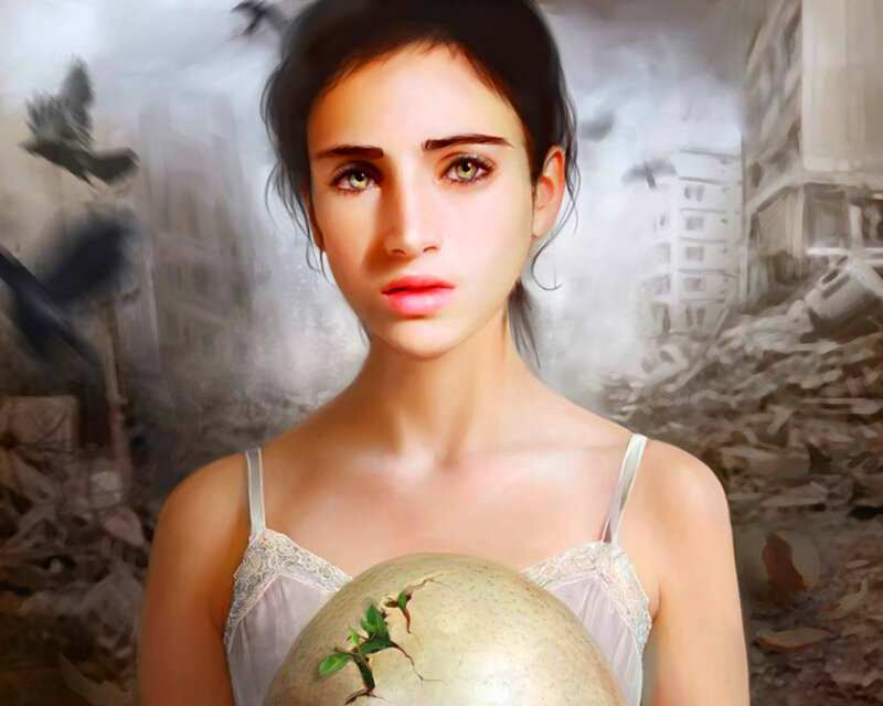 Woman Holding Cracked Egg — White