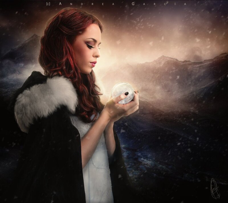 Woman Holding Crystal Ball — Black