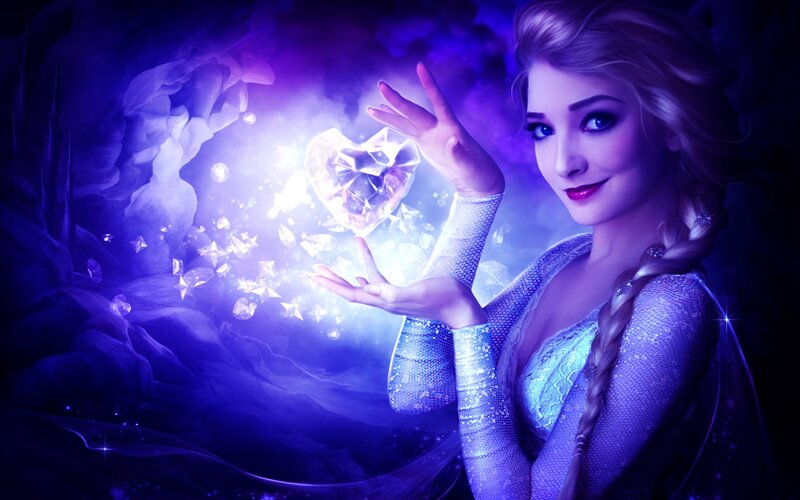 Woman Holding Crystal Heart — Purple