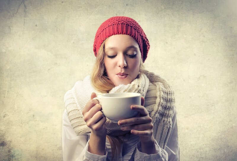 Woman Holding Cup — Red