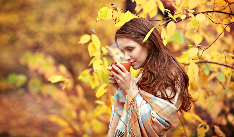 Woman Holding Cup — Yellow, Calm