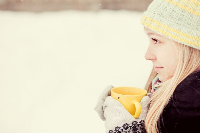 Woman Holding Cup — Yellow
