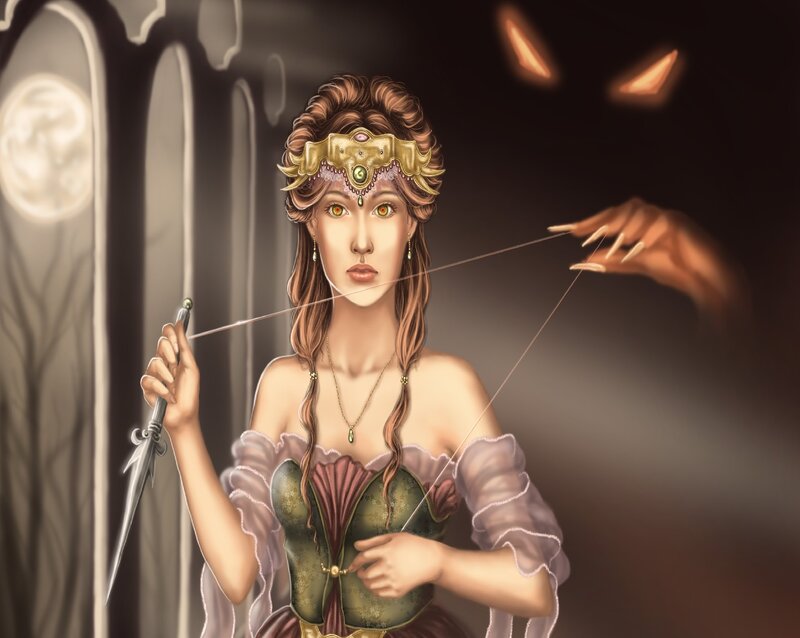 Woman Holding Dagger — Brown