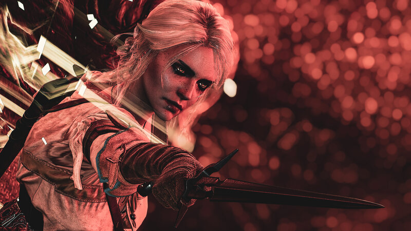 Woman Holding Dagger — Red