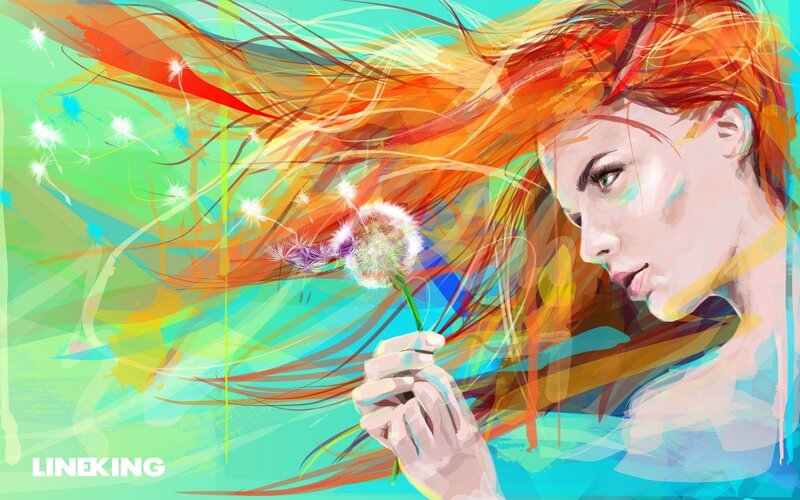 Woman Holding Dandelion — Orange