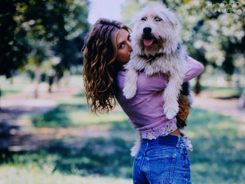 Woman Holding Dog — Purple