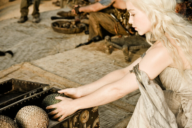 Woman Holding Dragon Egg — Beige