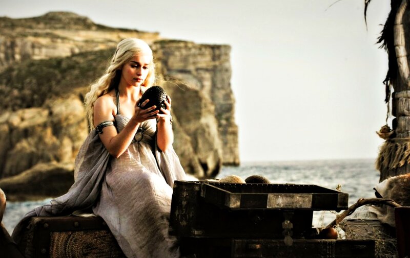 Woman Holding Dragon Egg — Gray