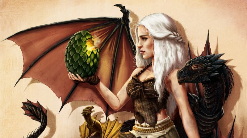 Woman Holding Dragon Egg — White