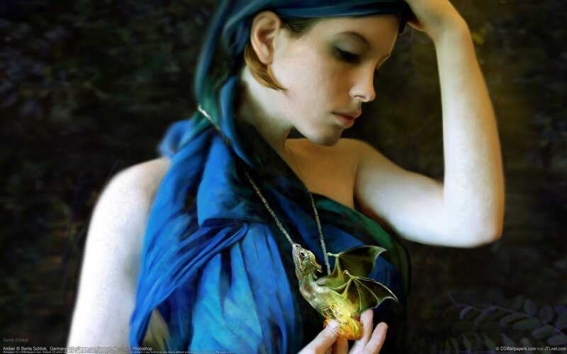 Woman Holding Dragon Figurine