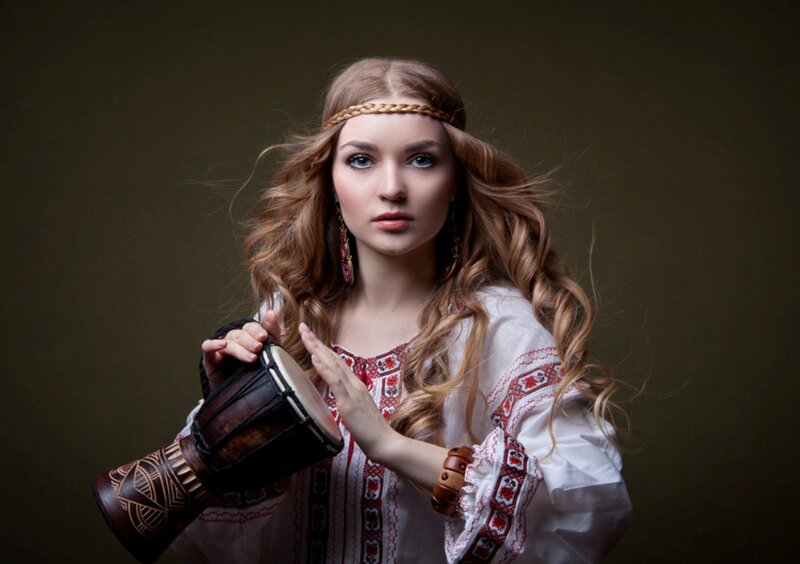 Woman Holding Drum
