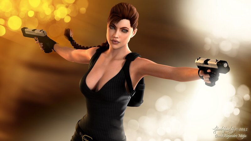 Woman holding dual pistols