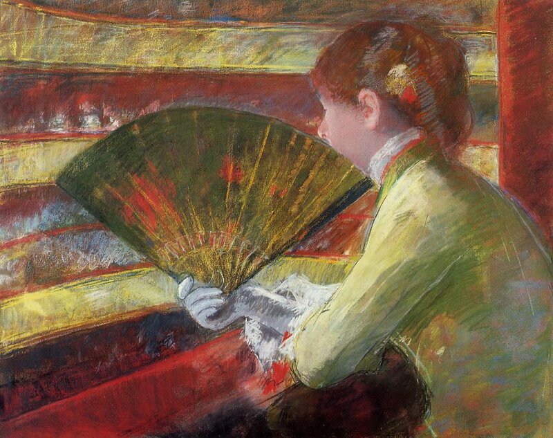 Woman Holding Fan — Green, Calm