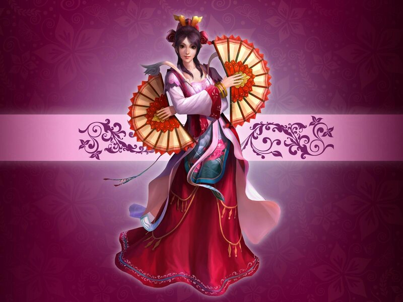 Woman Holding Fans — Purple