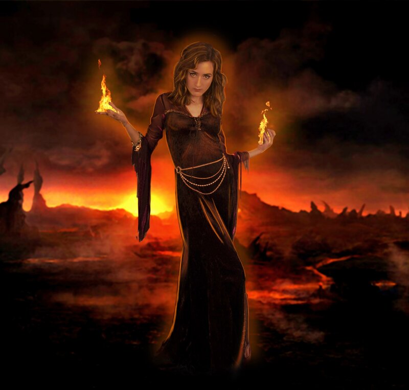 Woman Holding Fire — Black