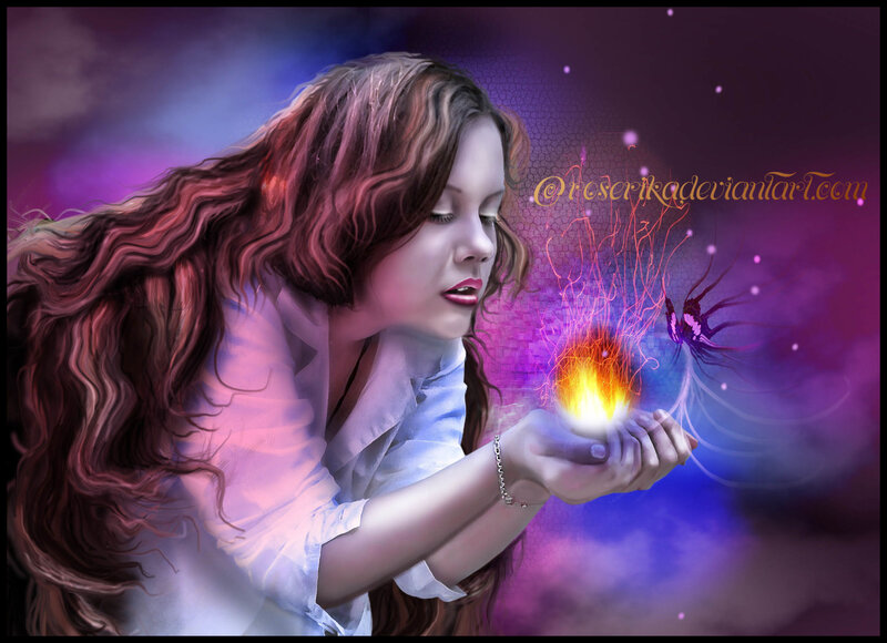 Woman Holding Fire Orb