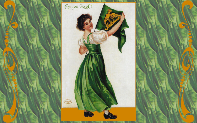 Woman Holding Flag — Green, Patriotic
