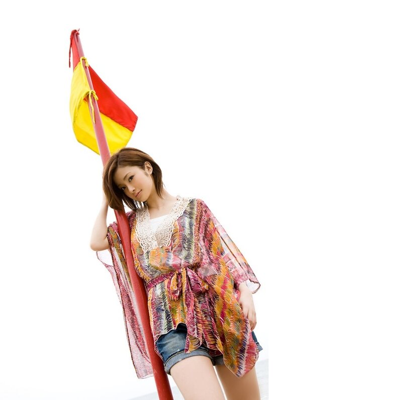 Woman Holding Flag — Red