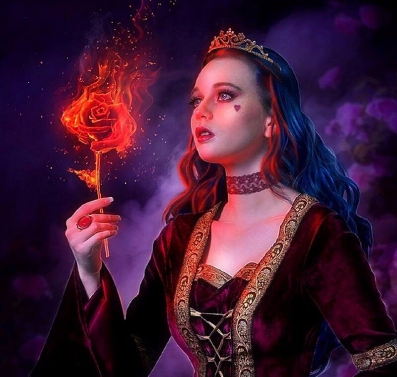 Woman Holding Flaming Rose
