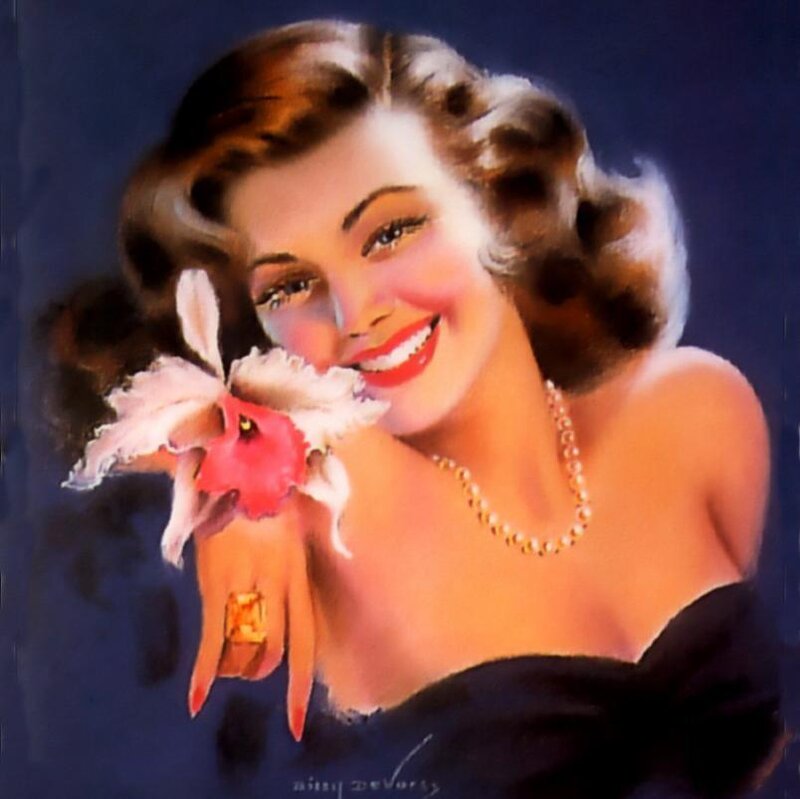Woman Holding Flower — Blue