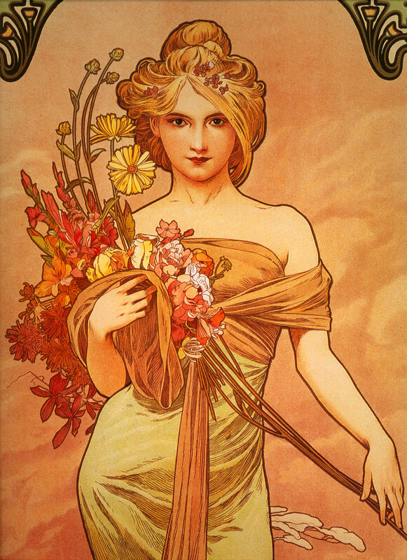 Woman Holding Flowers — Orange, Serene
