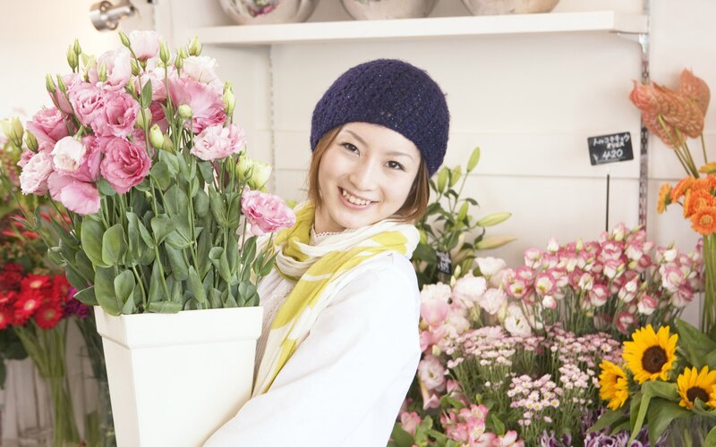 Woman Holding Flowers — Pink, Cheerful, Afternoon