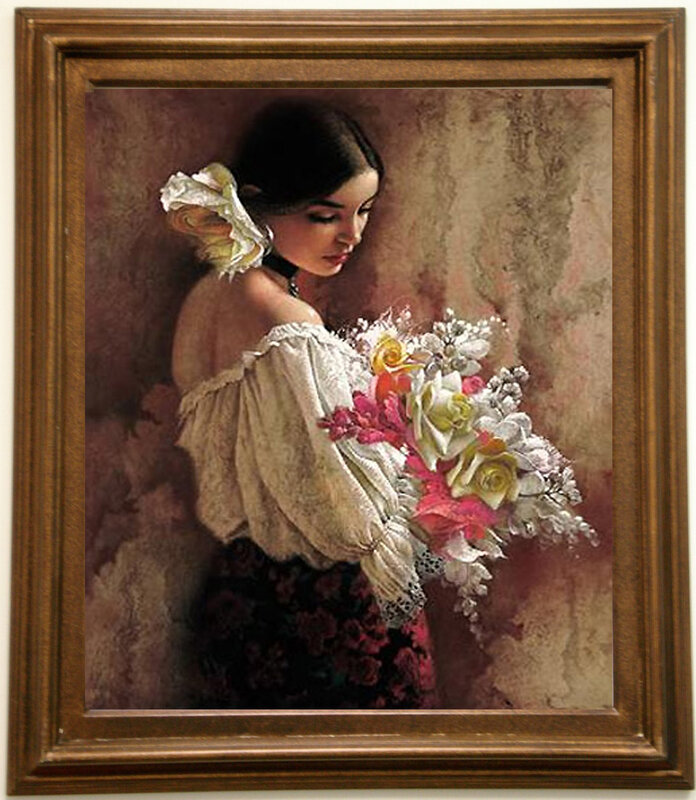 woman holding flowers portrait