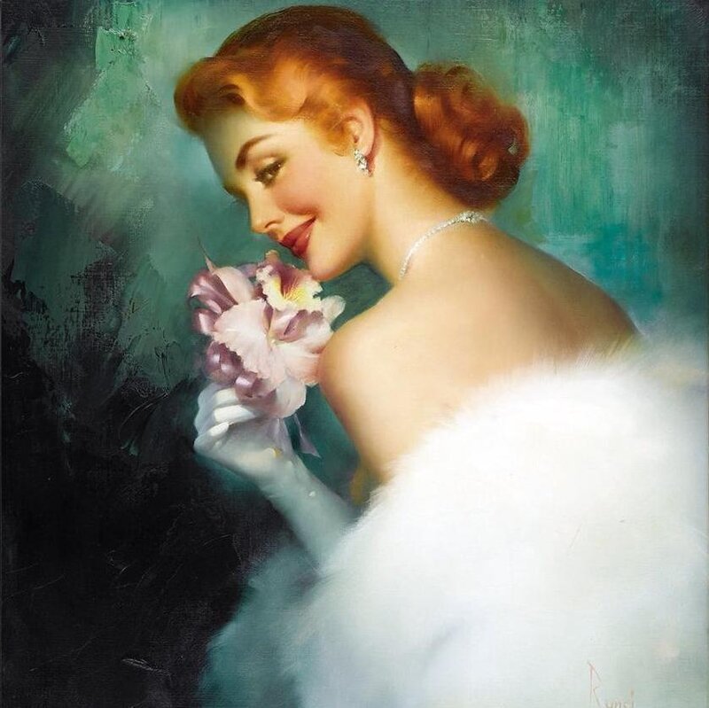 Woman Holding Flowers — White