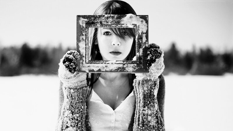 Woman Holding Frame — Black