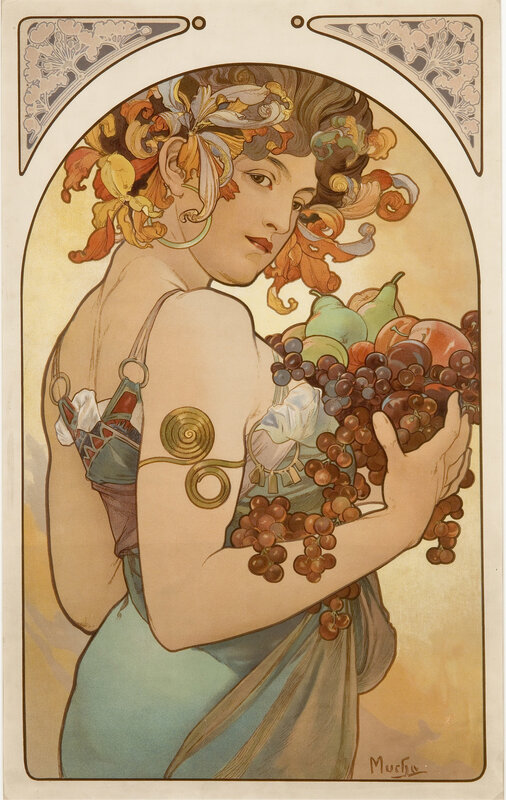 Woman holding fruit basket