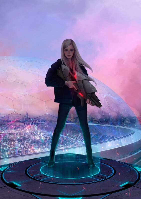 Woman Holding Futuristic Weapon