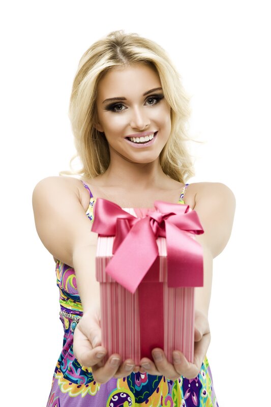 woman holding gift box